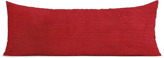 Sweet Jojo Designs Burgundy Red Unisex Boy or Girl Body Pillow Cover Case – Decorative Accent Long Couch Kids Bed Pregnancy Pillowcase 54x20 - Solid Color Striped Corduroy Textured Minimalist