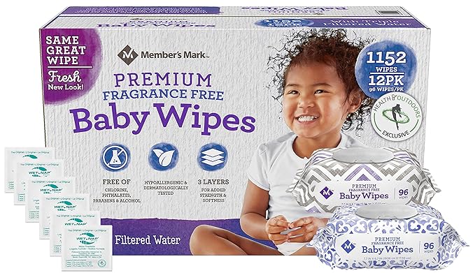 HAO M Mark Premium Fragrance Free Baby Wipes (1152 Count) W/Exclusive Moist Towelettes
