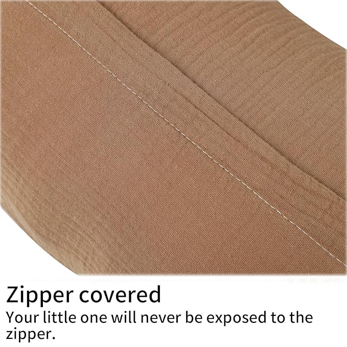 Onacosht Muslin Nursing Pillow Cover Soft 100% Cotton Feeding Pillow Slipcover Fits Standard Infant Nursing Pillow for Baby Girl and Boy, Brown