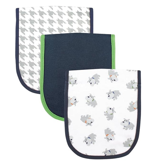 Luvable Friends Unisex Baby Cotton Burp Cloths with Fiber Filling, Dog, One Size