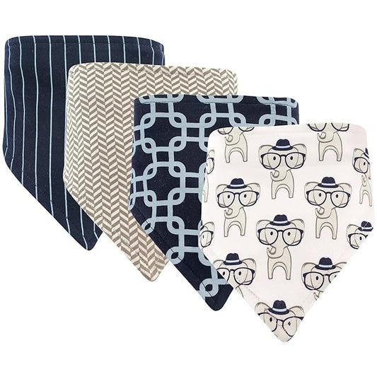 Hudson Baby Unisex Baby Cotton Bandana Bibs, Smart Elephant, One Size