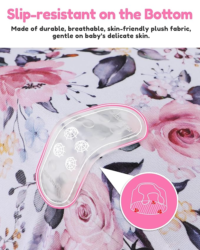 BOMOLOUR Seat Cover Compatible with Bumbo and Nuby Seat, Removable Breathable Baby Floor Seat Cover for Boys and Girls, Seat Not Included (Pink Flower)