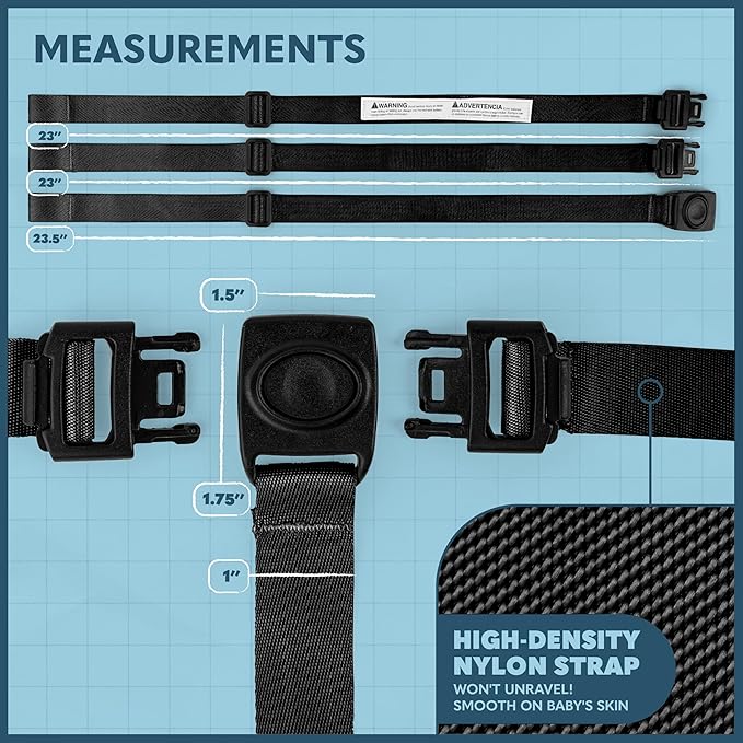 Today's Kids High Chair Straps Replacement Compatible with IKEA Antilop High Chair - Heavy Duty 3 Point Harness Seat Belt, Adjustable Durable Polyester, Soft & Comfortable on Baby's Skin - Black