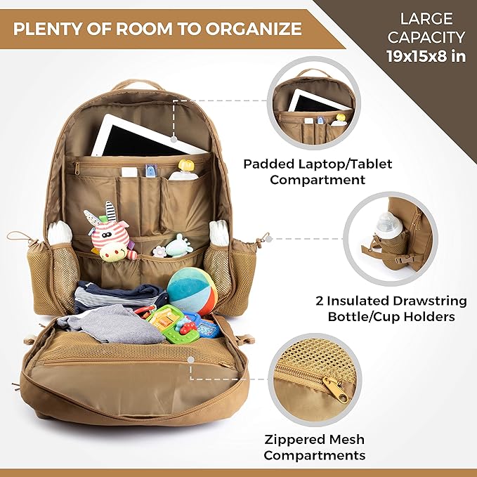 T.O.M HORIZONS Sling Diaper Bag for Dad; Single-handed Diaper Changing System. Changing Pad and much more included