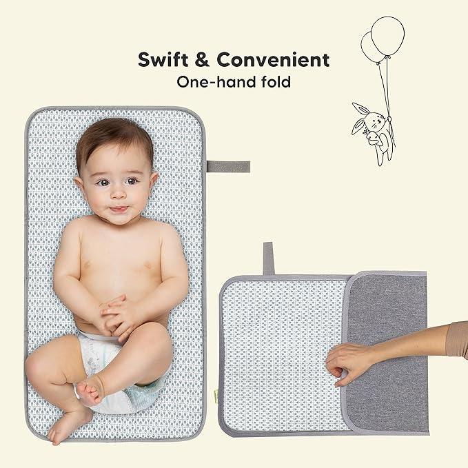 KeaBabies Portable Diaper Changing Pad and 5-Pack Burp Cloths for Baby Boys and Girls - Waterproof Foldable Baby Changing Mat - Ultra Absorbent Burping Cloth, Burp Clothes, Newborn Towel