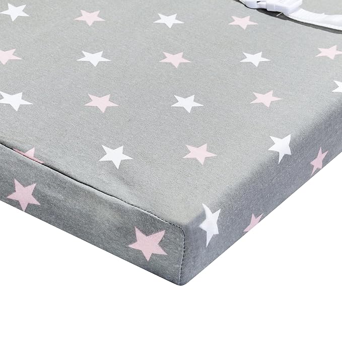 EVERYDAY KIDS 2 Pack Baby Changing Pad Covers for Baby Girl – Fits Most Changing Table Pads; 100% Cotton Jersey Knit, Breathable, Soft Changing Table Topper – Pink, Purple Owls and Pink, White Stars