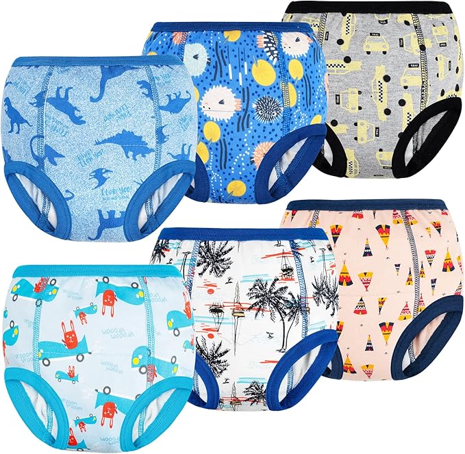 MooMoo Baby Potty Training Pants 6 Packs Absorbent Training Underwear for Boys and Girls Cotton Pee Pants 2T-9T