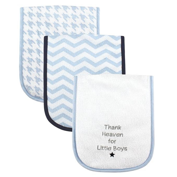 Luvable Friends Unisex Baby Cotton Burp Cloths with Fiber Filling, Boy Thank Heaven, One Size