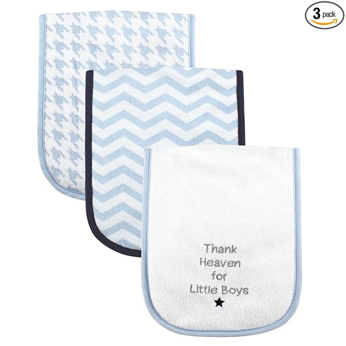 Luvable Friends Unisex Baby Cotton Burp Cloths with Fiber Filling, Boy Thank Heaven, One Size