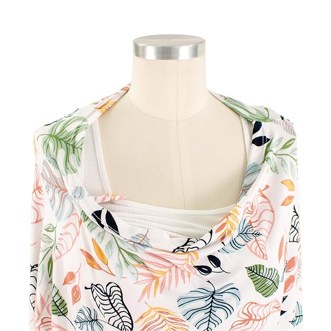 Bebe au Lait 5-in-1 Multi-Use Cover: Nursing Covers for Breastfeeding, Infinity Scarf, Nursing Shawl, Car Seat Cover, Shopping Cart Cover, Carrier Cover, Privacy Nursing Cover - Tropicana