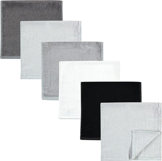 Hudson Baby Unisex Baby Rayon Burpcloth 6pk, Black White, One Size
