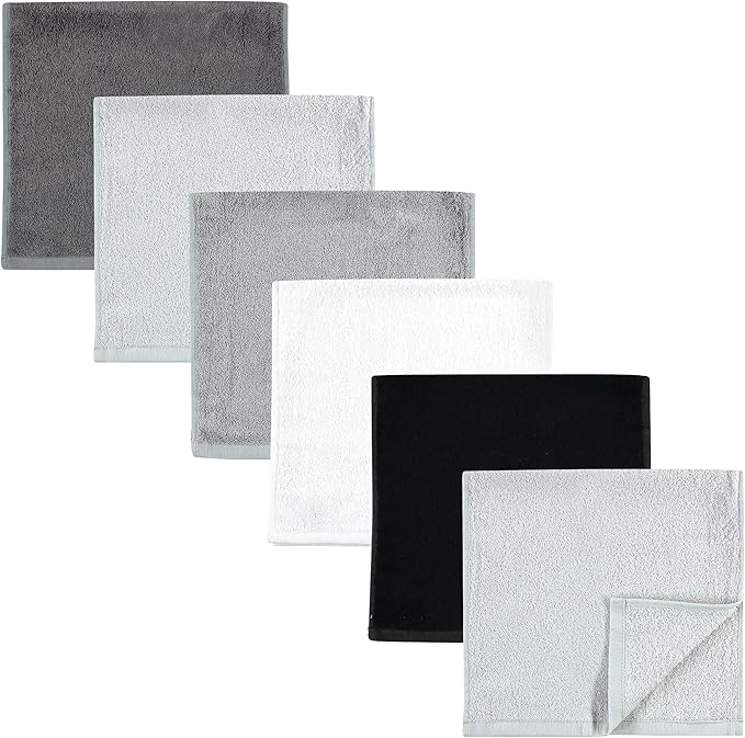 Hudson Baby Unisex Baby Rayon Burpcloth 6pk, Black White, One Size