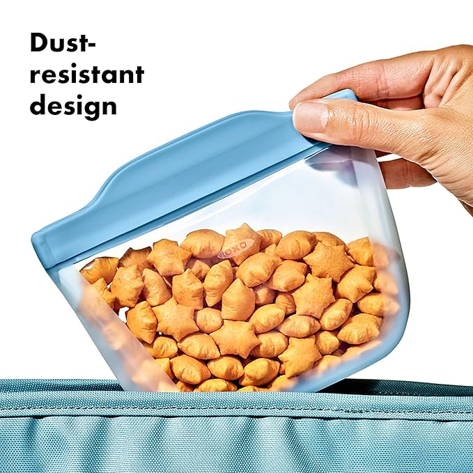 OXO Tot Silicone Reusable Bags – 2 Piece Cup and Snack Set - Dusk