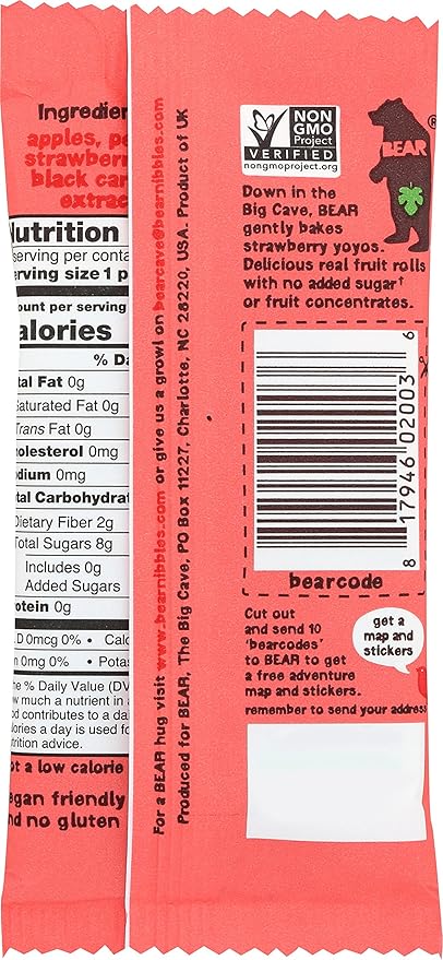 Bear Apple-Pear Strawberry Fruit Rolls, 0.7 oz (Pack of 6)