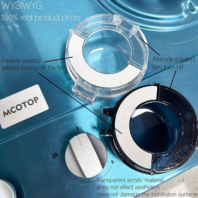 6 Pairs (12 Pcs) Transparent Tape for Stove Knob Safety Covers, Premium Double Sided Tape for Child Proof Stove Knob Covers, Easy to Install, No Shaking, Suitable for Most Covers, Stretchable