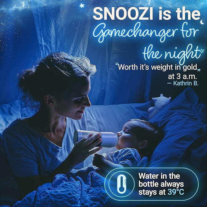 SNOOZI Set of 2 – Baby Night Bottle with Bottle Warmer – Baby Bottle with Integrated Formula Dispenser in The Bottle for Stress-Free Night Feedings (2 Bottles per Night)