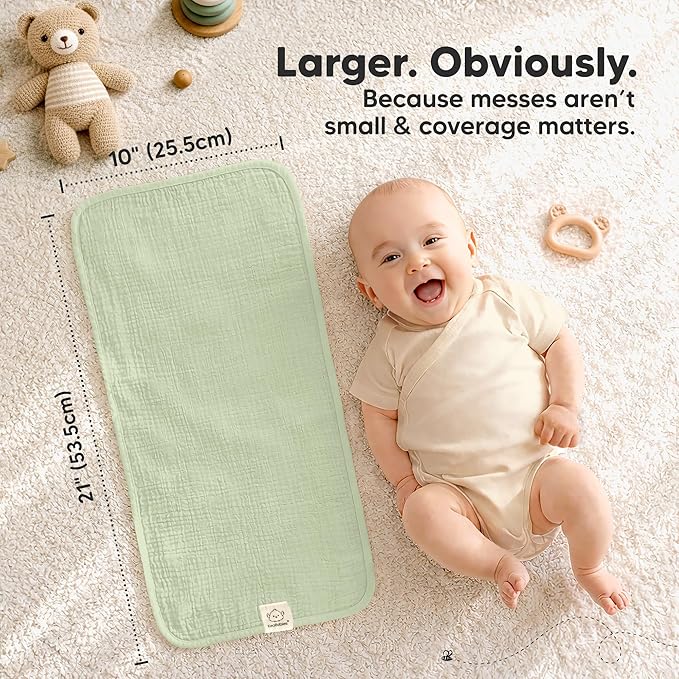 KeaBabies Organic Muslin Burp Cloths Baby Boy, Girl – 10-Pack 100% Cotton Muslin Burping Cloths for Babies, Newborn, 21x10 Large & Absorbent Spit Up Rags, Baby Washcloth, Infant Towels (Muted Pastel)