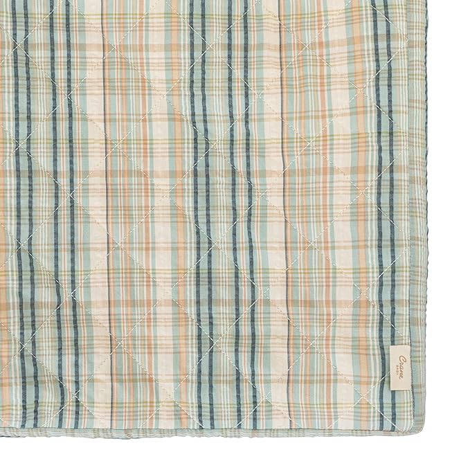 Crane Baby Change Pad Cover, Charlie Farmhouse Quilted Striped Changing Pad Cover, Neutral Changing Mat Cover, Farmhouse Plaid Nursery Decor, Neutral Baby Registry Gifts