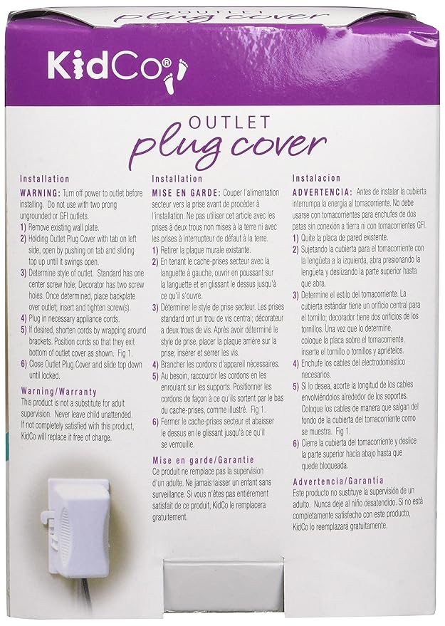 KidCo Outlet Plug Cover S211, White, Baby Safety Electrical Outlet Cover Box Childproof Large Plug Cover for Babyproofing Outlets Easy to Install & Use
