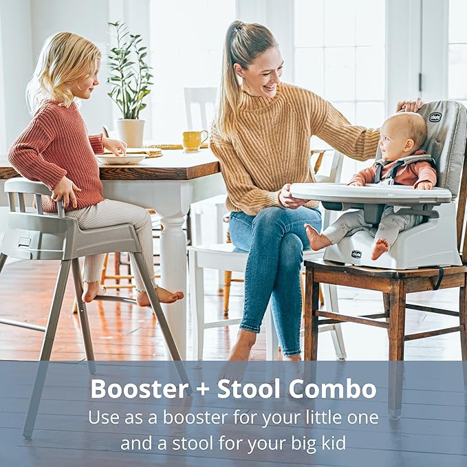 Chicco Stack Hi-Lo 6-in-1 Multi-Use Convertible High Chair, Reclines for Babies and Toddlers, Easy-Clean Baby High Chair Booster Toddler Seat Combo | Tide/Blue/Green