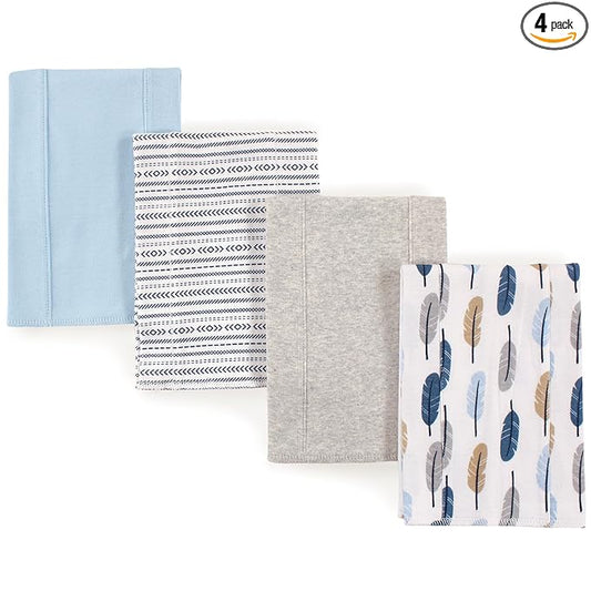 Touched by Nature Unisex Baby Organic Cotton Burp Cloths, Boy Feathers, One Size
