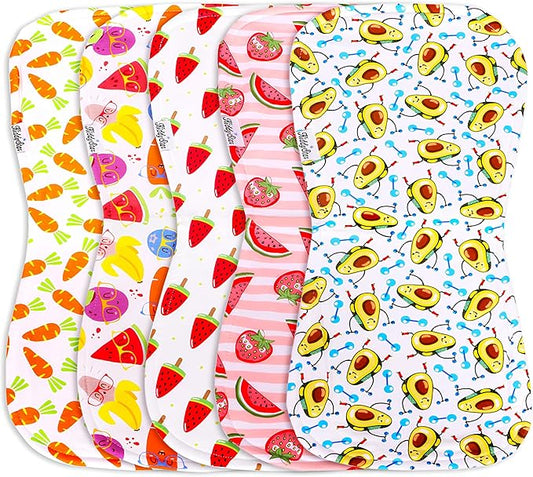 KiddyStar 5-Pack Burp Cloths – Organic Cotton, Soft, Large & Absorbent 3-Layer Towels for Newborns – Essential for Feeding & Spit-Up