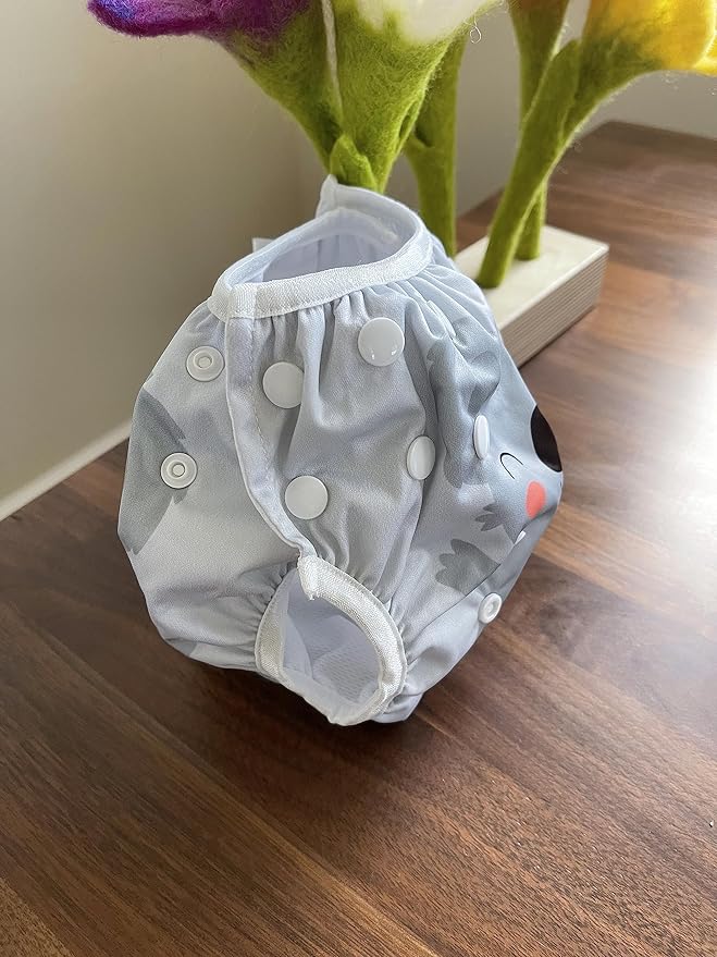 Kawaii Swim Cloth Diapers, Washable Reusable One Size Adjustable to Fit 10-40 lbs Baby Boy & Girl Baby Shower Gifts Swimming Lessons 3-Pack #1