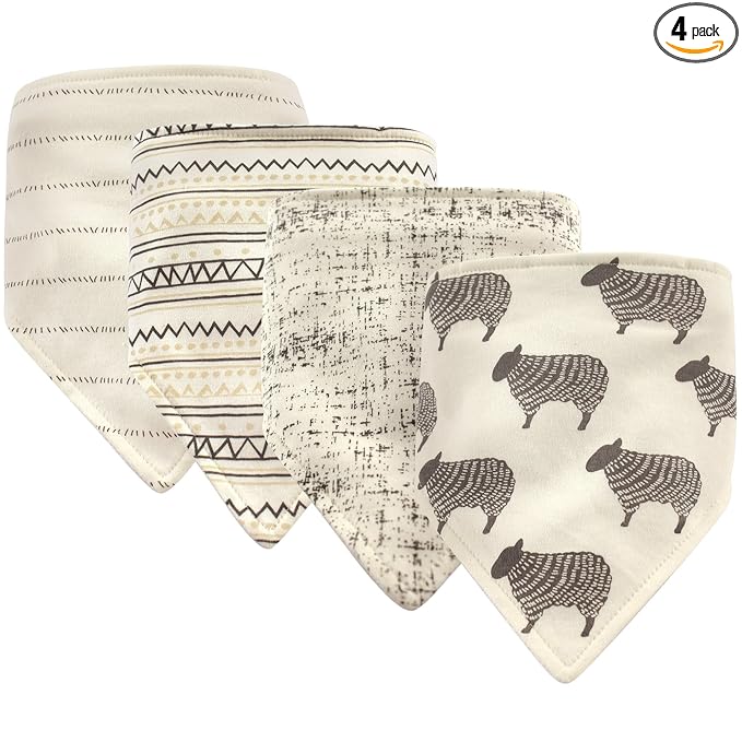 Hudson Baby Unisex Baby Cotton Bandana Bibs, Sheep, One Size