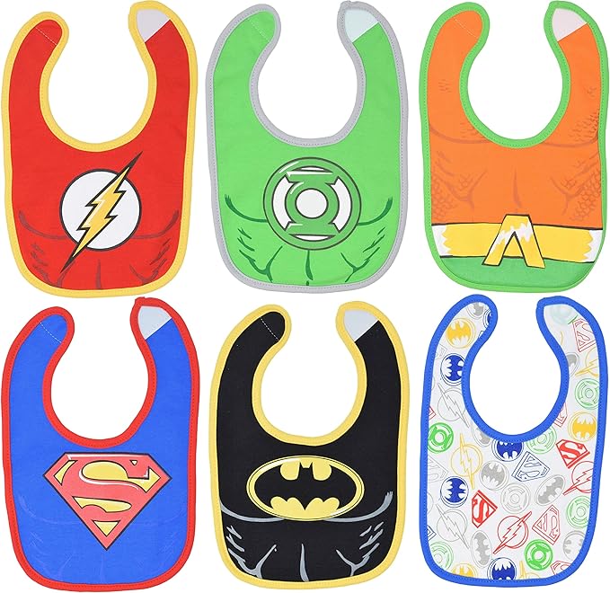 Warner Bros. Justice League Superhero Baby Boys 6 Pack Bibs