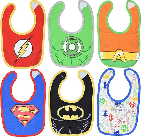 Warner Bros. Justice League Superhero Baby Boys 6 Pack Bibs