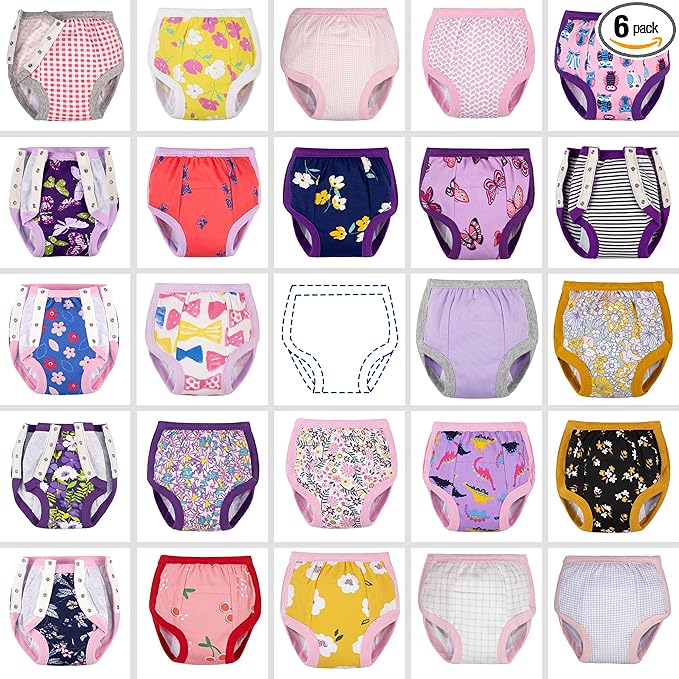 BIG ELEPHANT Random Color Toddler Training Pants 6 Pack, Potty Training Underwear for Boys and Girls