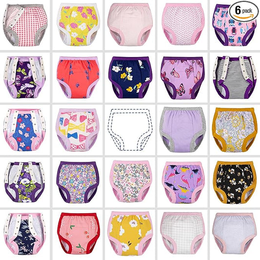 BIG ELEPHANT Random Color Toddler Training Pants 6 Pack, Potty Training Underwear for Boys and Girls