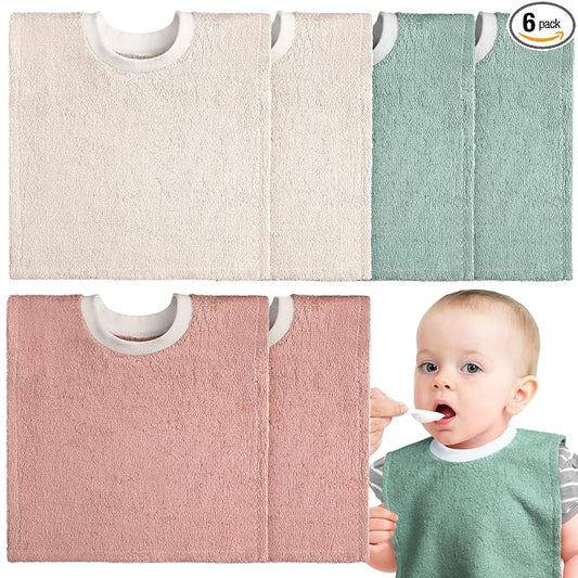 Foaincore 6 Pcs Pullover Baby Bibs Cotton Terry Toddler Absorbent Infant for Feeding and Drooling Towel Bib (Vivid Color)