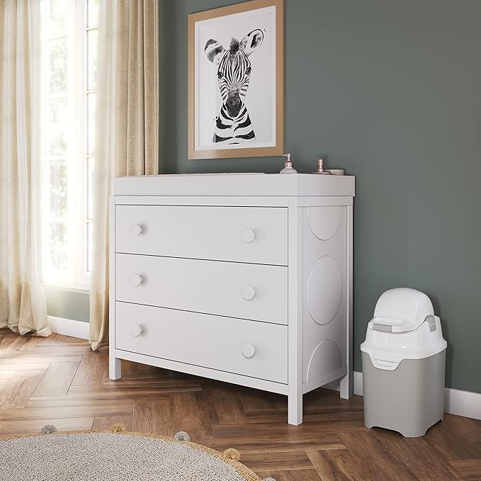 Child Craft Universal Changing Table Topper, Convert Dresser into a Changing Table Surface, Securely Attaches, Non-Toxic, Baby Safe Finish (Matte White)