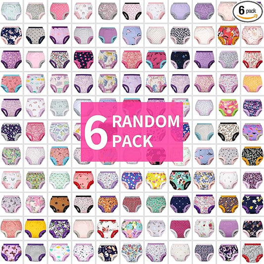 BIG ELEPHANT Random Color Toddler Training Pants 6 Pack, Potty Training Underwear for Boys and Girls