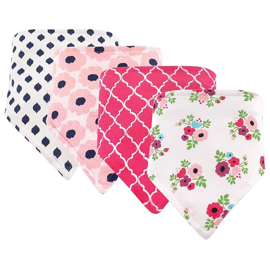 Hudson Baby Unisex Baby Cotton Bandana Bibs, Floral, One Size