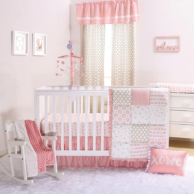 Coral Pink Starstruck Baby Changing Pad Cover by The Peanut Shell