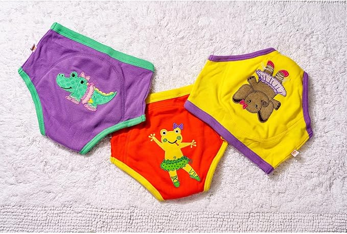 ZOOCCHINI Toddler 3-Pack Potty Training Pants - Soft Organic Cotton Underwear with Absorbent Padding and Fun Designs, Ballerina Gals, 3-4 Years,