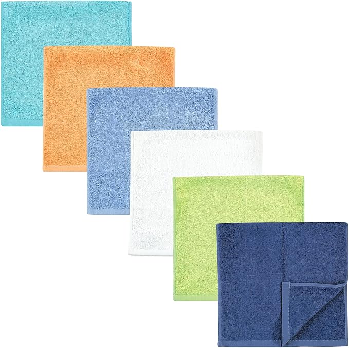 Hudson Baby Unisex Baby Rayon Burpcloth 6pk, Blue Orange Lime, One Size