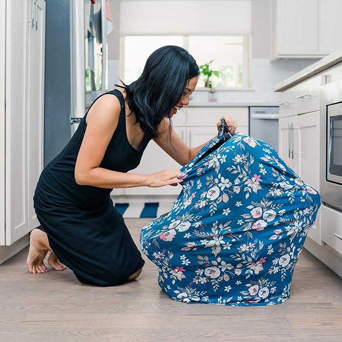 Bebe au Lait 5-in-1 Multi-Use Cover: Nursing Covers for Breastfeeding, Infinity Scarf, Nursing Shawl, Car Seat Cover, Shopping Cart Cover, Carrier Cover, Privacy Nursing Cover- Midnight Floral