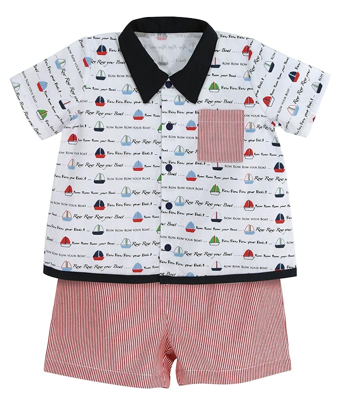 Stephan Baby Row Your Boat Bowling Shirt and Diaper Cover, 6-12 Months