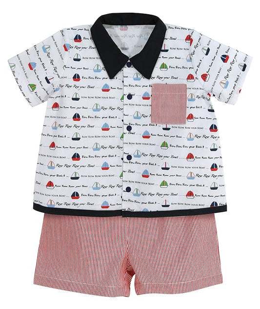 Stephan Baby Row Your Boat Bowling Shirt and Diaper Cover, 6-12 Months