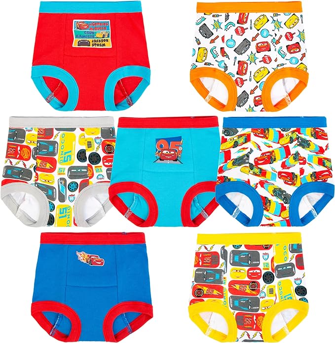 Disney Boys' Pixar Cars Toddler Potty Training Pant & Brief Combo Option, Stickers & Tracking Chart in Sizes 18m, 2t, 3t, 4t