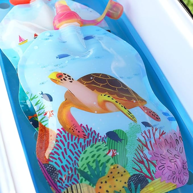 ChooMee Reusable Baby Food Storage Pouches | BPA Free Leakproof Toddler Squeeze Pouch for Smoothies, Purees & Baby Food | Refillable, Double Zipper, Easy Clean, Wide Bottom | 6CT, 8oz SeaLife