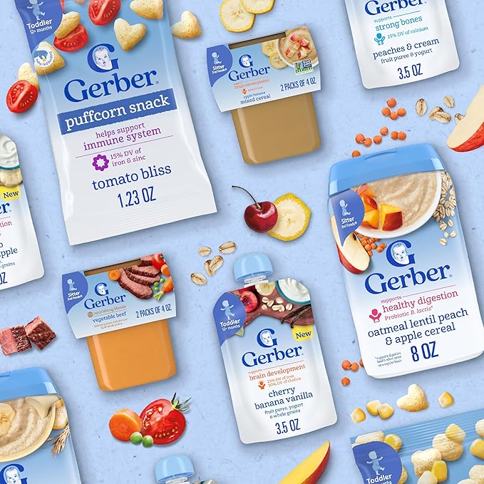 Gerber Toddler Snacks, Banana Cookies, Toddler Cookies, 10% DV Iron & Vitamin E, Finger Foods, Snacks for Toddlers