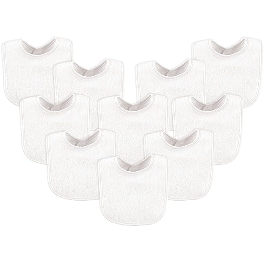 Luvable Friends Unisex Baby Cotton Terry Bibs, White, One Size