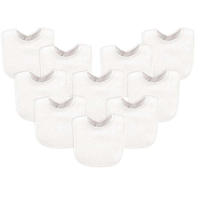 Luvable Friends Unisex Baby Cotton Terry Bibs, White, One Size