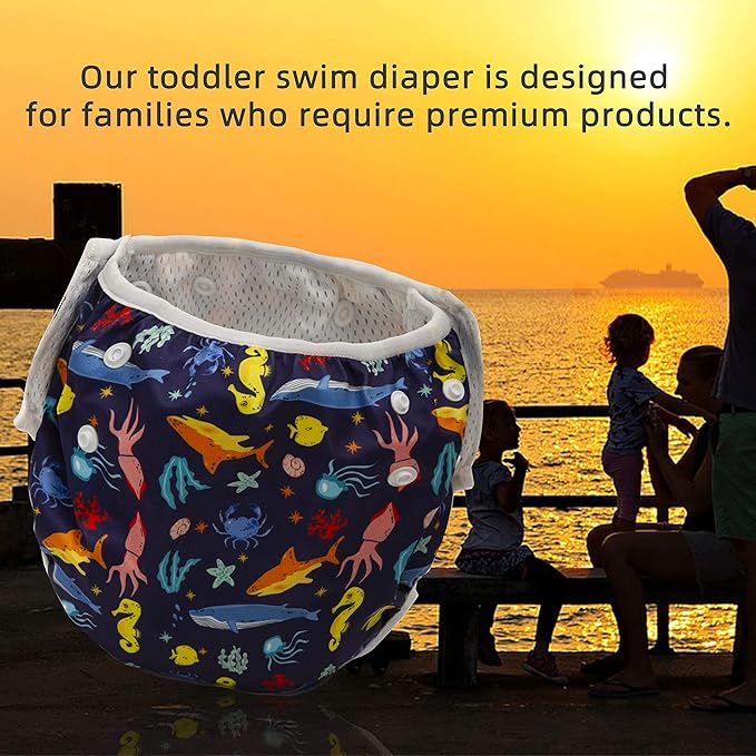 Joyo roy Reusable Swim Diapers 2pcs One Size Adjustable Baby Swim Diaper Size 2 Easy-Wash Infant & Toddler Swimming Diaper Pool & Beach Baby Essentials Size 1 Water Diapers for Swimming Lessons