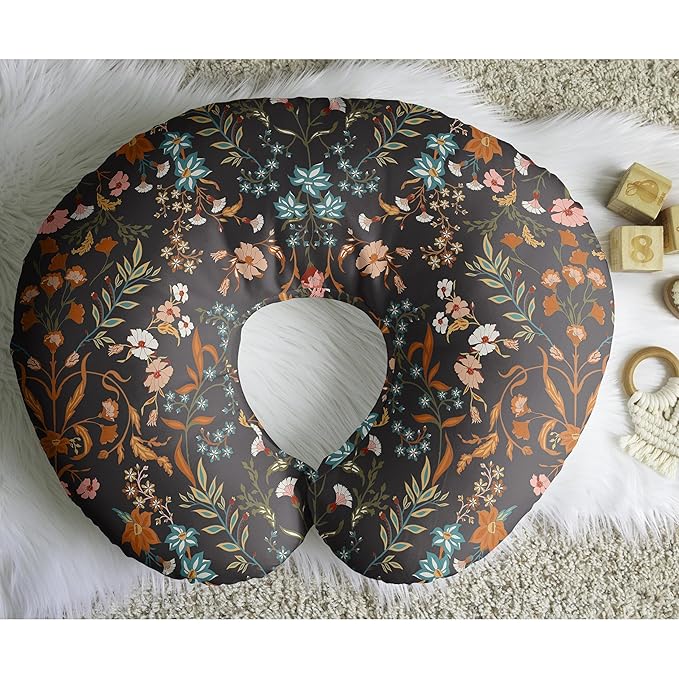 Sweet Jojo Designs Boho Wildflower Vintage Floral Girl Nursing Pillow Cover Baby Breastfeeding Slipcover Infant Newborn Nursery Bottle Breast Feeding Pillowcase Pillow NOT Included Bohemian Farmhouse