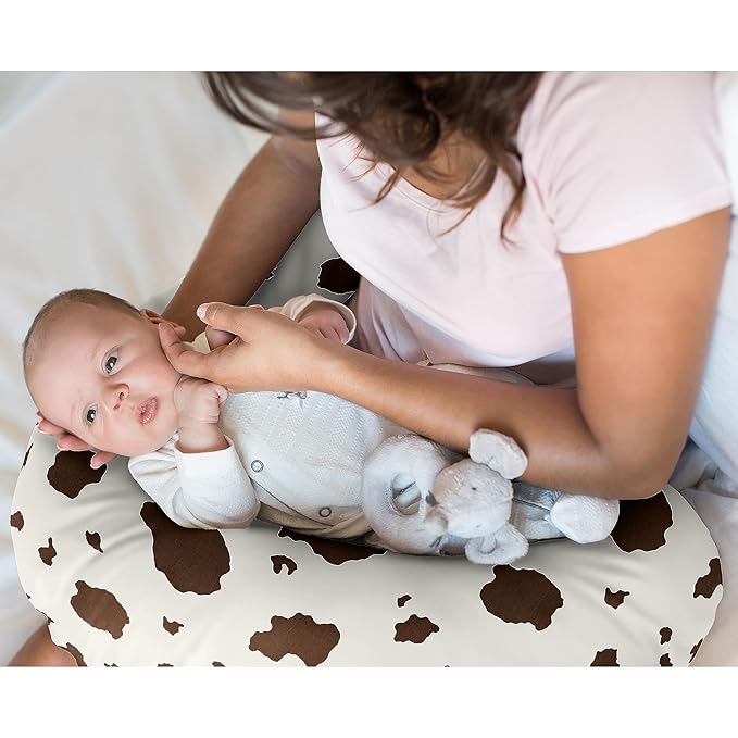 Sweet Jojo Designs Western Cow Print Boy Girl Gender Neutral Nursing Pillow Cover Baby Breastfeeding Slipcover Infant Newborn Nursery Bottle Pillowcase (Pillow NOT Included) - Ivory Wild West Cowboy
